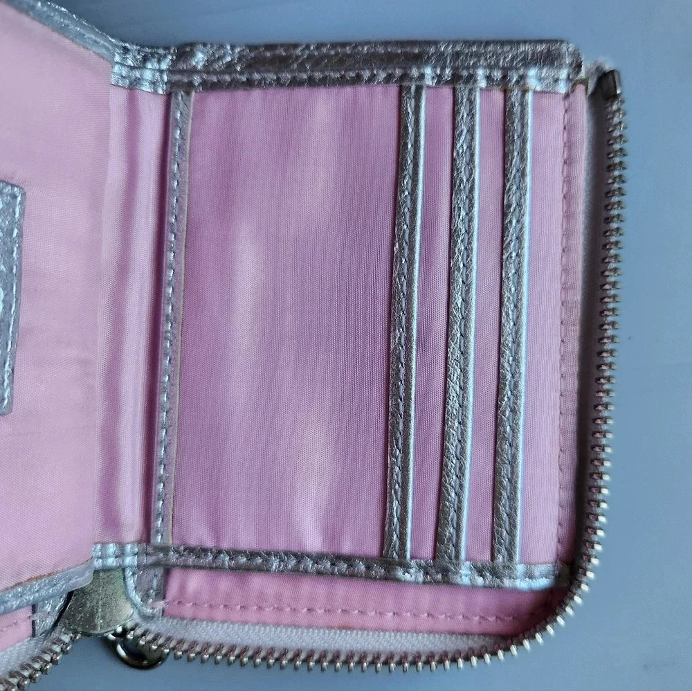 Coach Poppy Irridescent Shimmer Leather Square Zipper Wallet